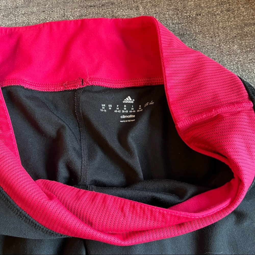 ADIDAS Black Climalite Pink Mesh Crop Capri Leggings - Picture 4 of 6